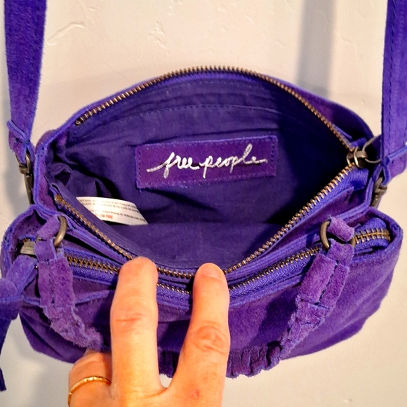 Free People Purple Crossbody 100% Cowhide Leather - Picture 5 of 6